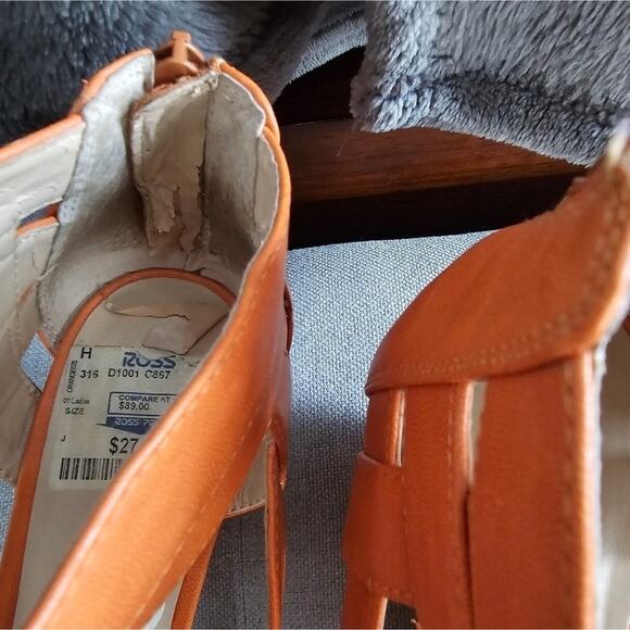 Nine West Orange Wedge Sandals Size 8 Open Toe High Heel Summer Shoes - Picture 5 of 9